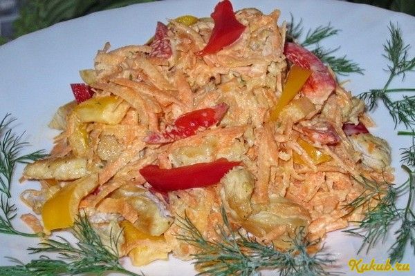 салат, курицей, овощами