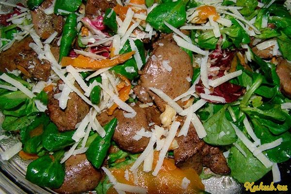 салат, куриной, печенью
