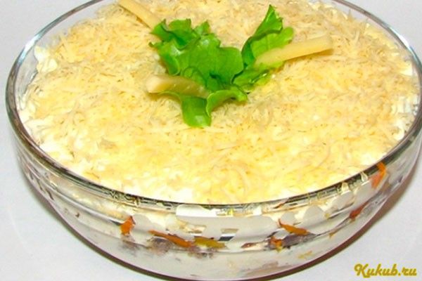 салат, шампиньонами, сардинами, жир