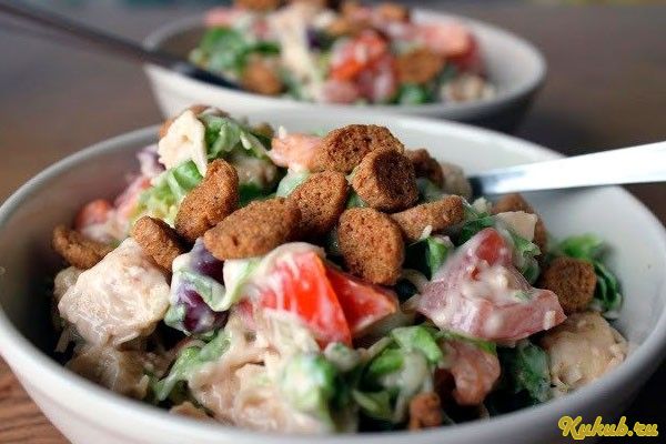 салат, сухариками, весенний, маринад салат, сухариками, весенний, маринад