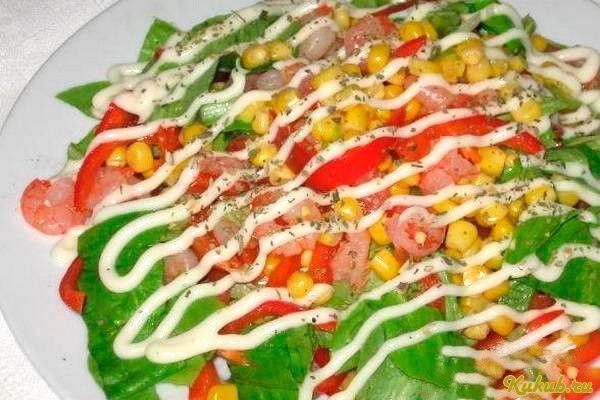 салат, сеньорита, креветками