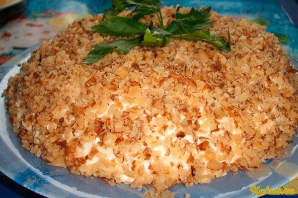 салат, слоеный, мясной, свинина