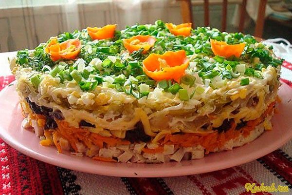 салат, слоеный, черносливом, свинина салат, слоеный, черносливом, свинина