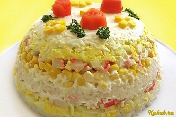 салат-торт, риса, кукурузой, жир