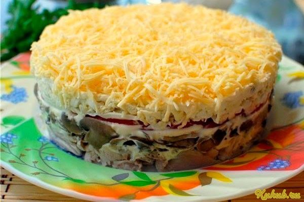 салат, тоска, шампиньонами