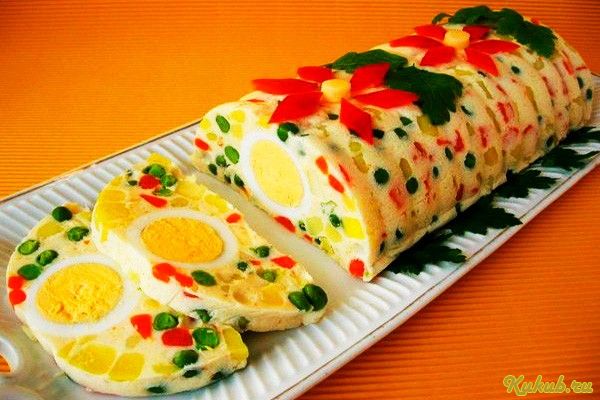 салат-желе, ветчиной, яйцом