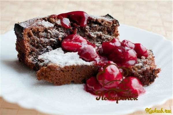 шоколадно-вишневый, кекс, мультиварке, вишня