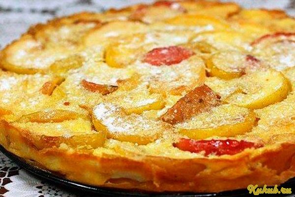 сладкий, омлет, яблоками сладкий, омлет, яблоками