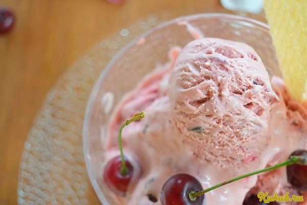 сливочное, мороженое, вишней, вишня