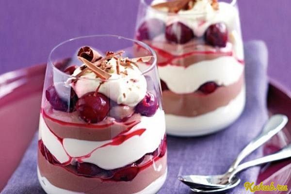 слоеный, десерт, геометрия, вишня