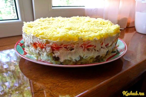 слоеный, салат, бонапарт слоеный, салат, бонапарт