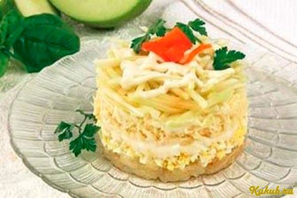 слоеный, салат, репчатого