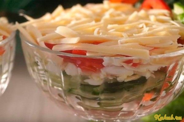 слоеный, салат-коктейль, ветчиной слоеный, салат-коктейль, ветчиной
