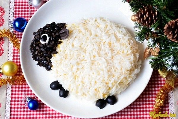 слоеный, салат, овечка слоеный, салат, овечка