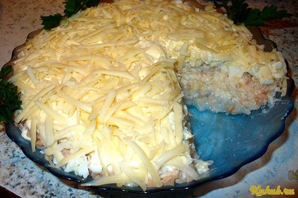 слоеный, салат, горбушей