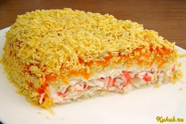 слоеный, салат, крабовыми