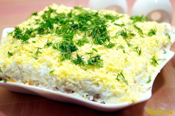 слоеный, салат, куриной, жир