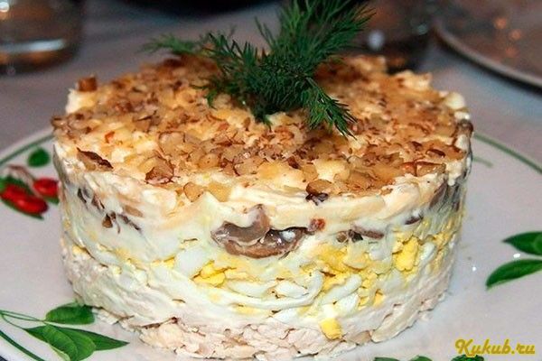 слоеный, салат, куриным
