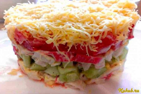 слоеный, салат, сумасшедший