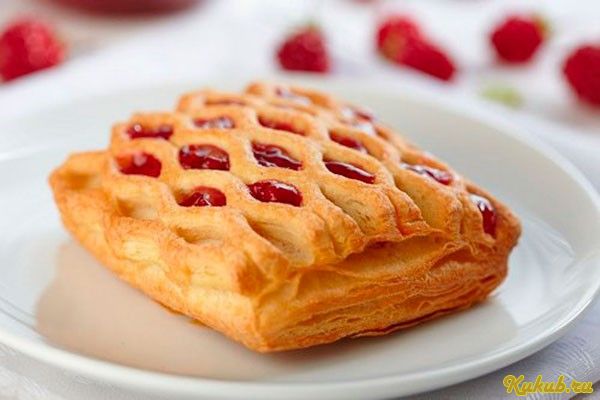 слойки, вишней, бездрожжевого, вишня