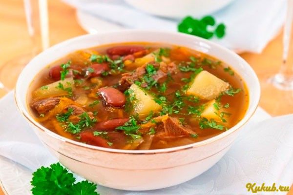 свинины, фасолью, свинина