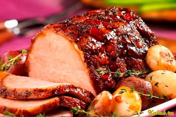 свиной, окорок, соусе, свинина, жир