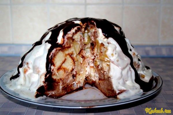 торт, вулкан, орехом