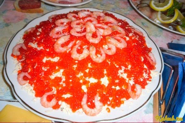 торжественный, салат, креветки