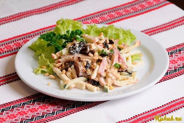 уникальный, салат, черносливом