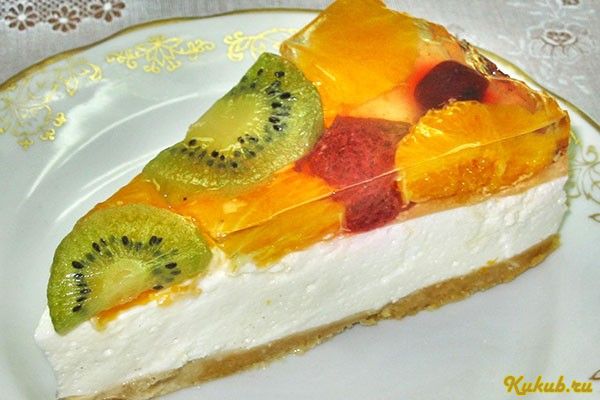 уникальный, торт-желе, фруктами, киви уникальный, торт-желе, фруктами, киви