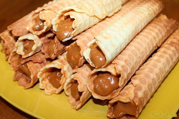 вафельные, трубочки, кремом вафельные, трубочки, кремом
