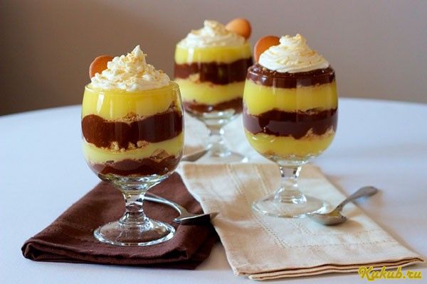 ванильно-шоколадный, пудинг, десерт