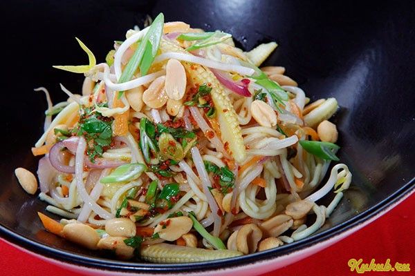 вегетарианский, салат, лапша