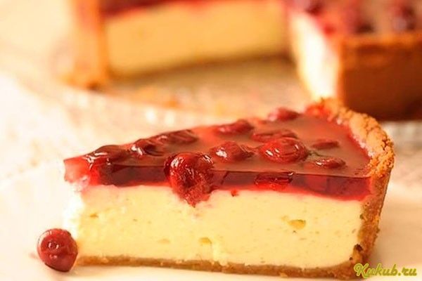 вишневый, чизкейк, домашним, творог, вишня