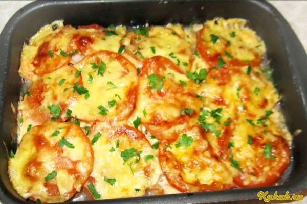 запеченная, рыба, картошкой