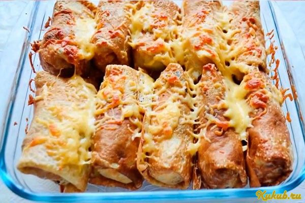 запеченные, блины, рисом, бекон запеченные, блины, рисом, бекон