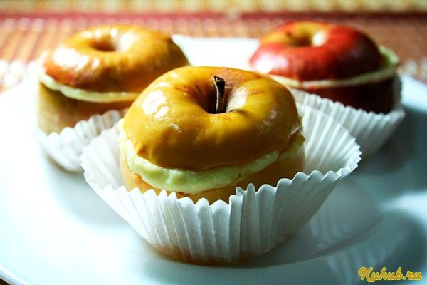 запеченные, яблоки, творожным, творог