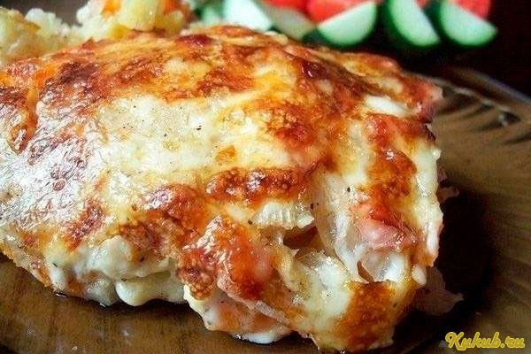 запеченный, ветчиной, картофель