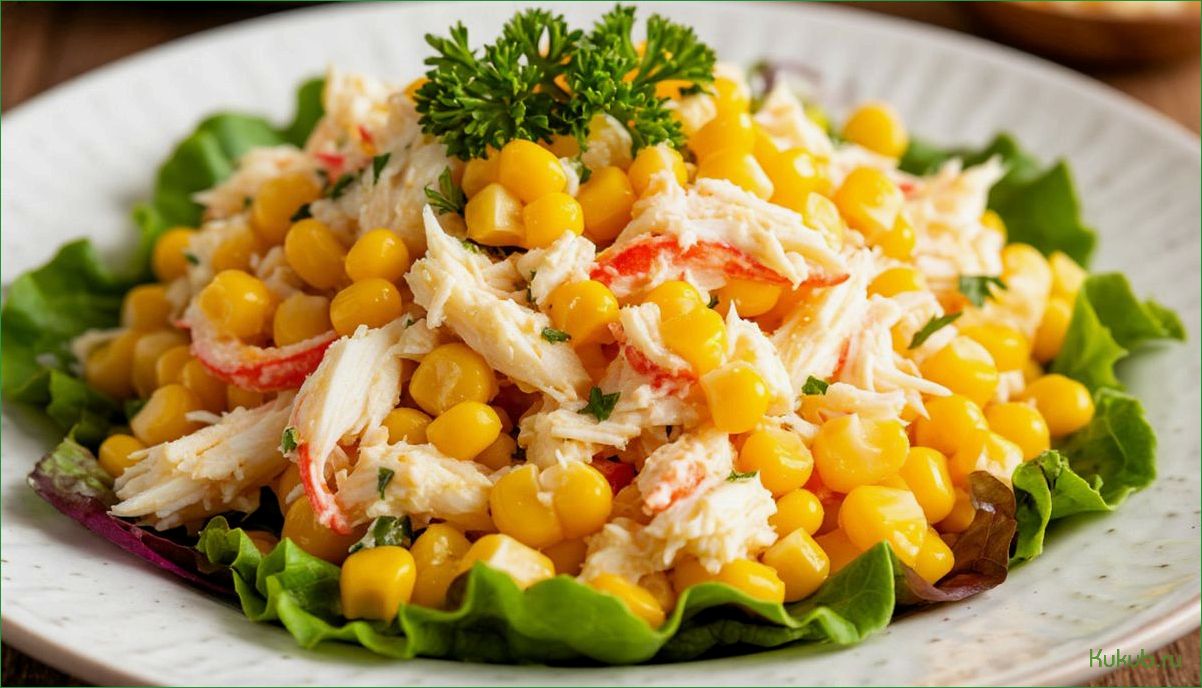 Классический крабовый салат с кукурузой без риса простой и вкусный рецепт