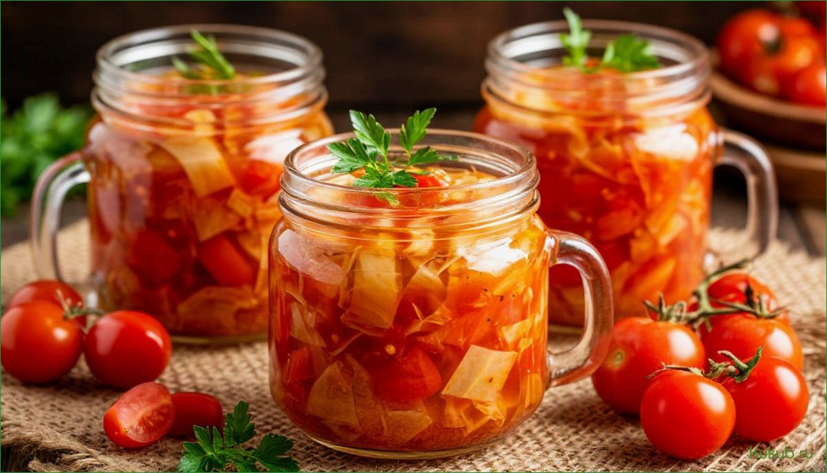 Приготовление зимних щей с капустой и помидорами в банках на каждый день