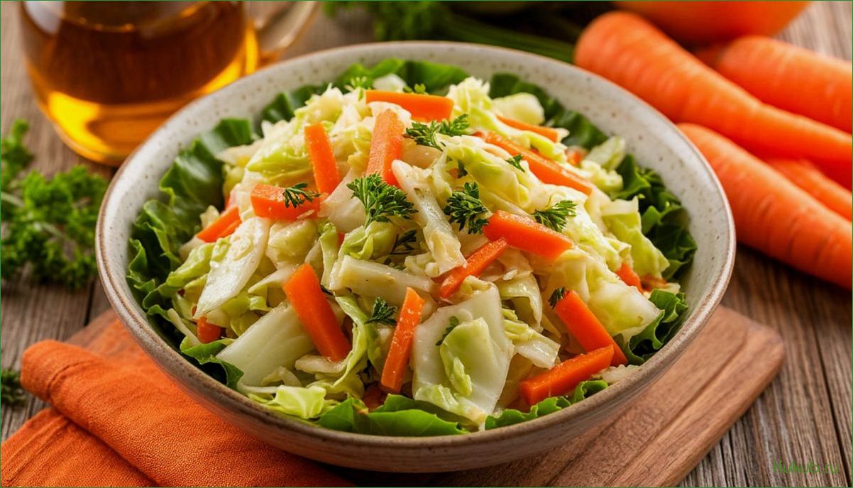 (простой, рецепт, салата, капусты, морковью) Простой рецепт салата из капусты с морковью и растительным маслом