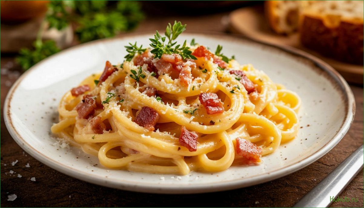 Классическая паста карбонара с беконом и сливками простой и вкусный рецепт