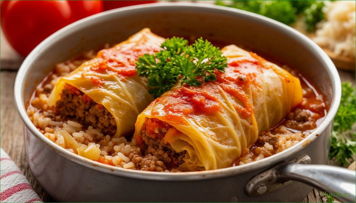 Простой рецепт ленивых голубцов с рисом капустой и фаршем в кастрюле
