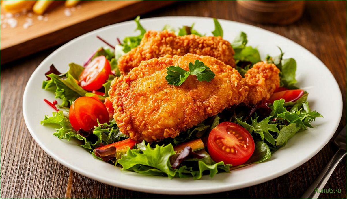 Рецепт салата с жареной курицей для полноценного обеда или ужина